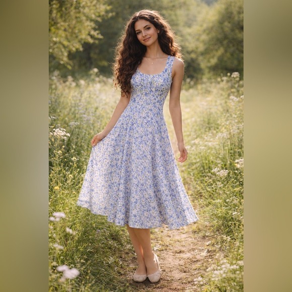 North Style Y2K Babydoll‎ Sun Dress Size 4 Coquette Fairy Cottage Floral Prairie - Picture 2 of 8